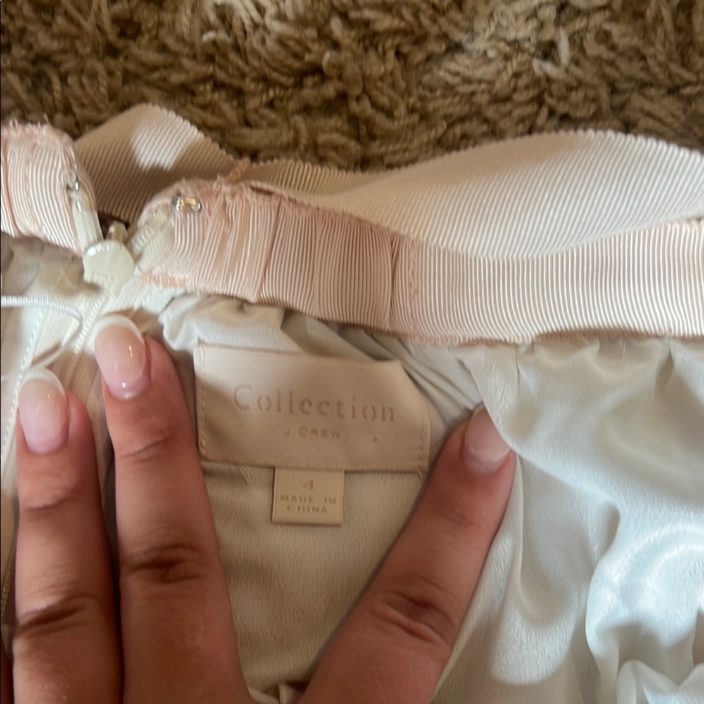 Collection J Crew Cream Midi A-Line Skirt with Ruffles - Picture 2 of 4